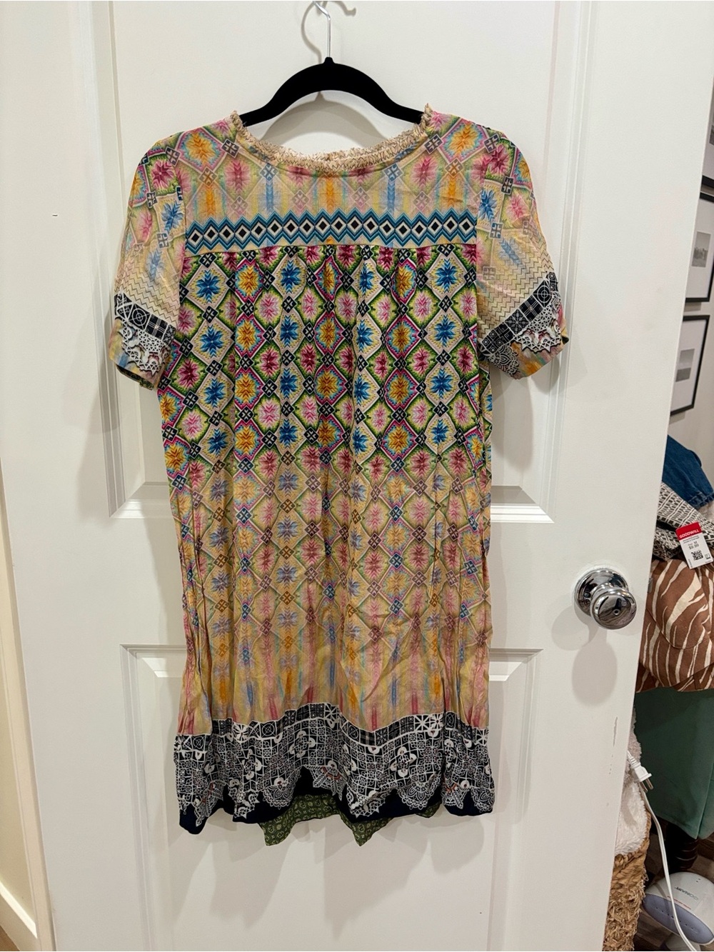 Tanvi Kedia Short Sleeve Dress in Multicolor with embroidery